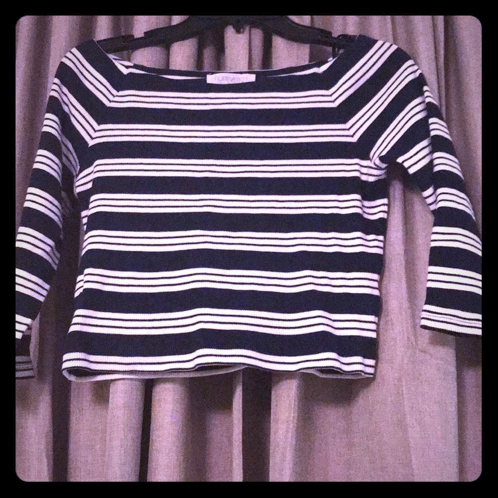 Blue and white crop top